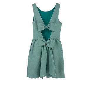 Erin Fetherston Dress Blue Bow Back Mini Sleeveless Retro Cocktail Anthro Size 2